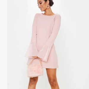 Dusty Rose Frill Sleeve Detail Shift Dress Size 10